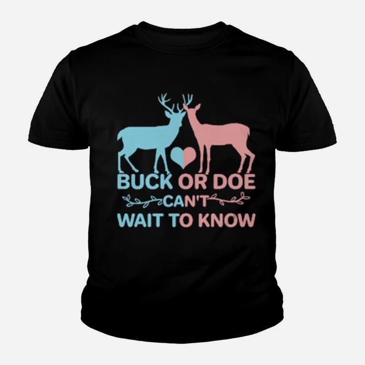 Pregnancy Announcement Buck Or Doe Can't Wait To Know Youth T-shirt