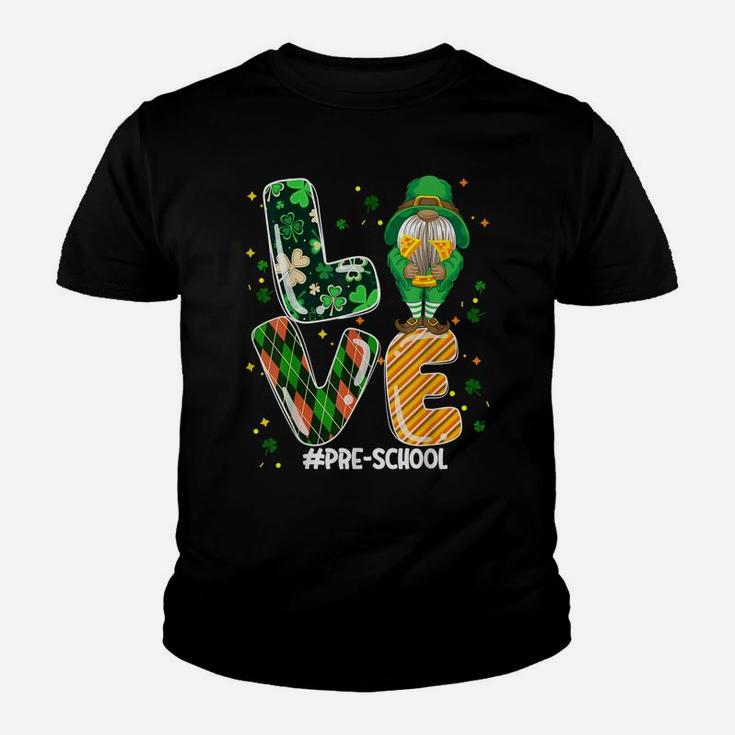 Preschool Love Gnome Shamrock Irish Teacher St Patrick Day Youth T-shirt