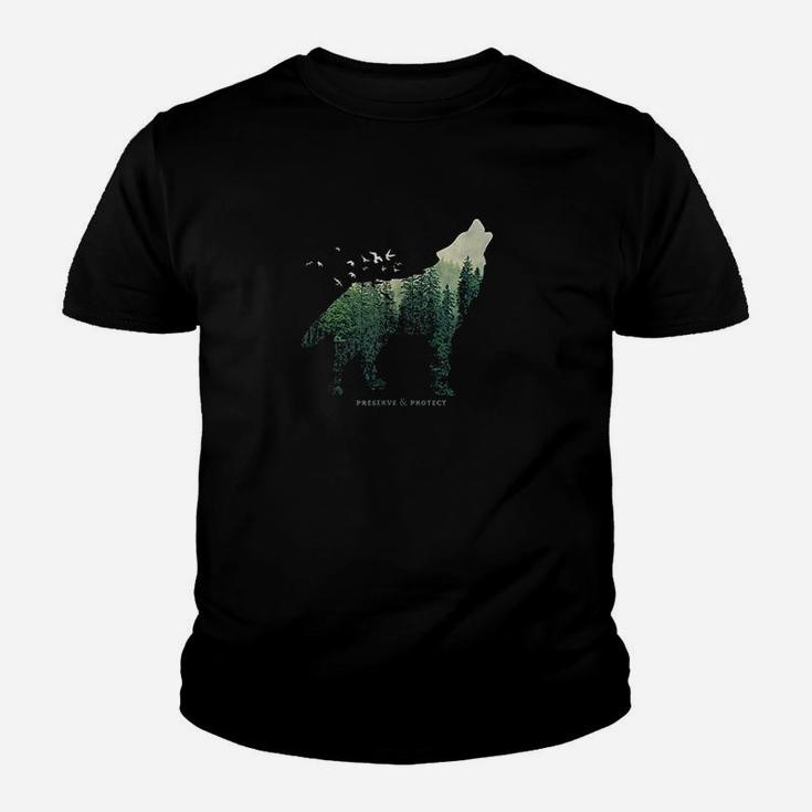 Preserve  Protect Vintage National Park Wolf Gift Youth T-shirt