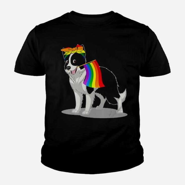 Pride Lgbt Flag Gay Be Lesbian Border Collie Lover Gifts Youth T-shirt