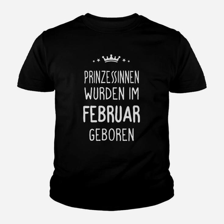 Prinzessinnen Geboren im Februar Kinder Tshirt, Schwarzes Geburtstag Tee