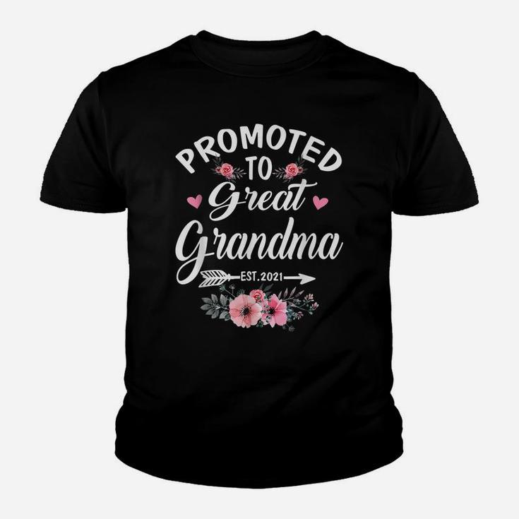 Promoted To Great Grandma Est2021 Tees New Grandma Floral Youth T-shirt