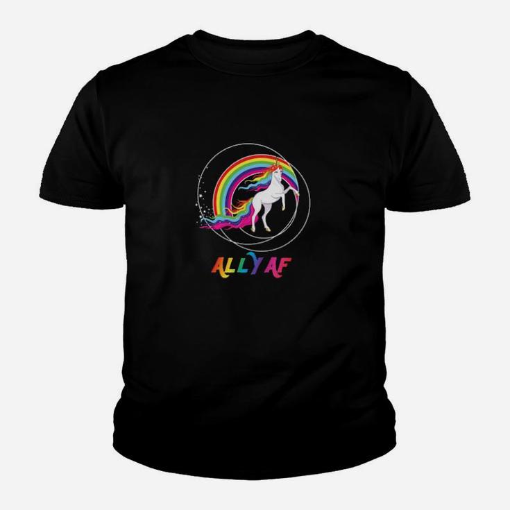 Proud Ally Af Gay Pride Allies Rainbow Pride Flag Unicorn Youth T-shirt