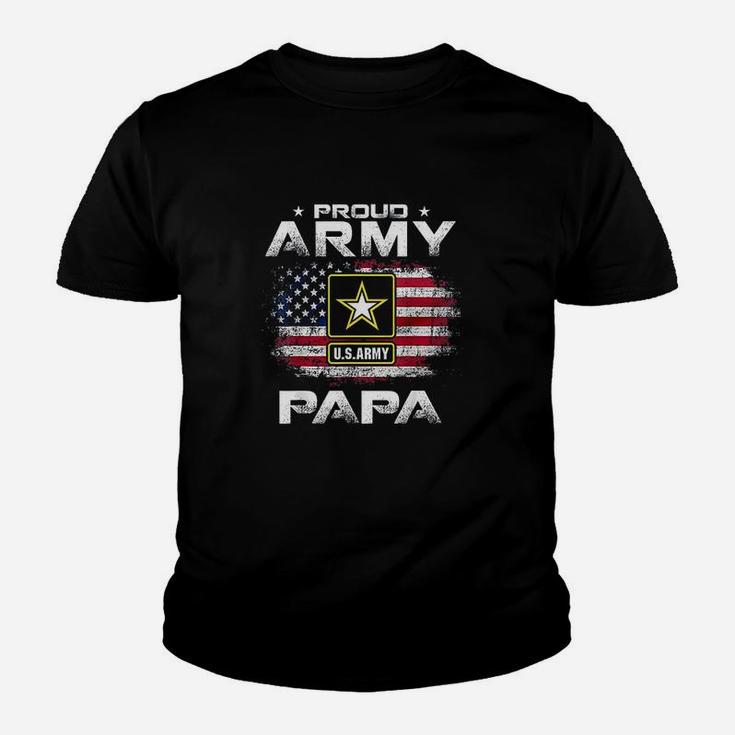 Proud Army Papa With American Flag For Veteran Gift Youth T-shirt