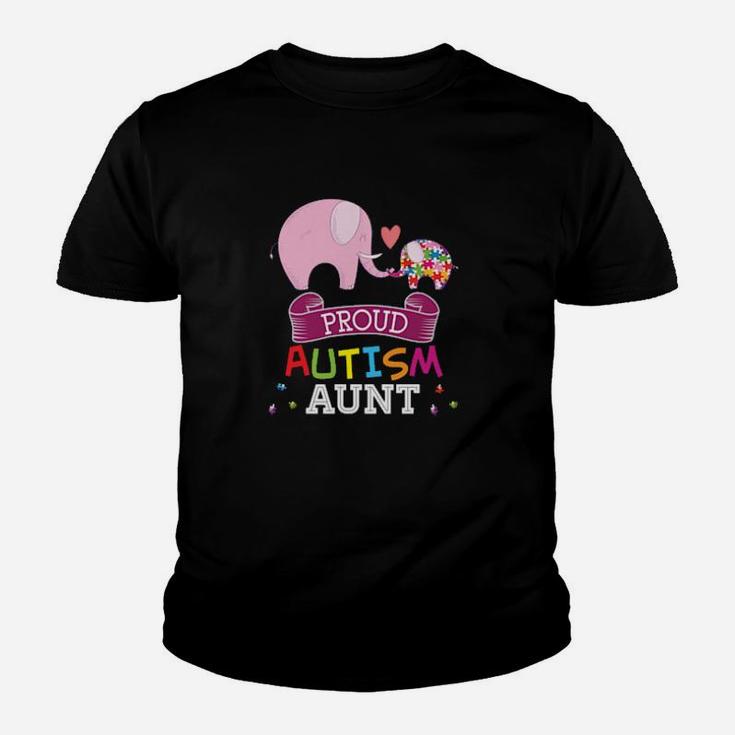 Proud Autism Aunt Autistic Day Awareness Rainbow Puzzle Youth T-shirt