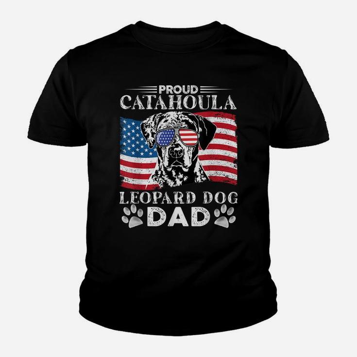Proud Catahoula Leopard Dog Dad American Flag Patriotic Dog Youth T-shirt