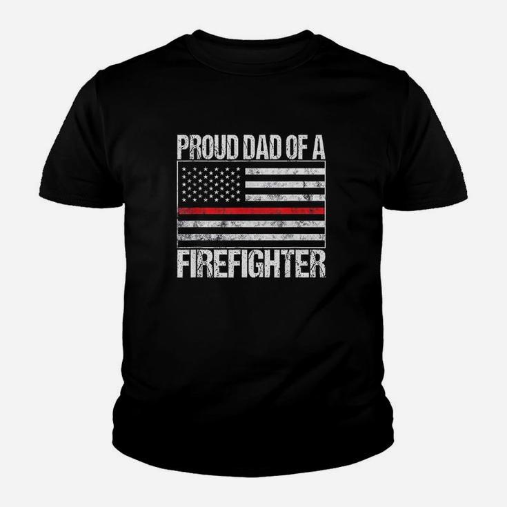 Proud Dad Of A Firefighter  Fireman Parent Youth T-shirt