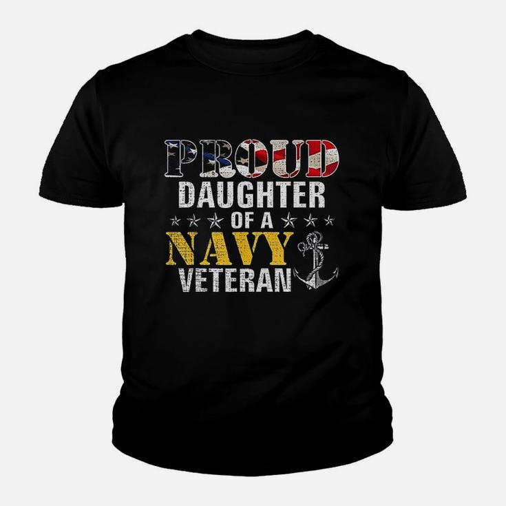 Proud Daughter Of A Navy Veteran American Flag Military Gift Youth T-shirt
