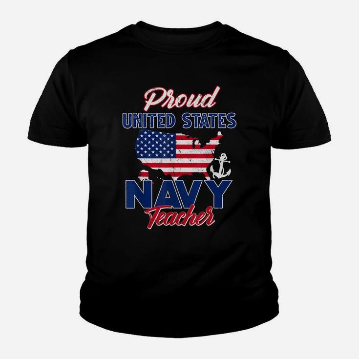 Proud Navy Teacher Us Flag Family S Army Military Youth T-shirt