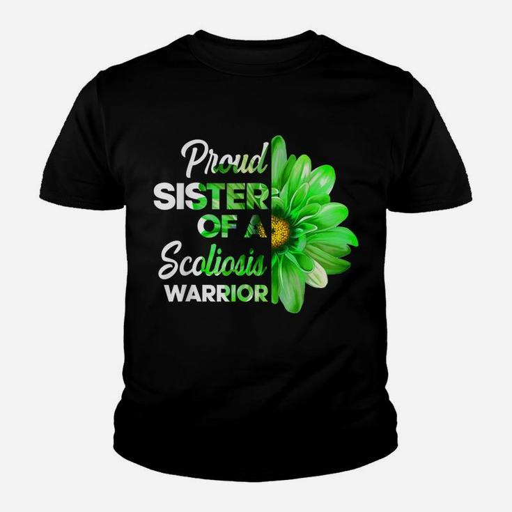 Proud Sister Of A Scoliosis Warrior Green Ribbon Awareness Youth T-shirt