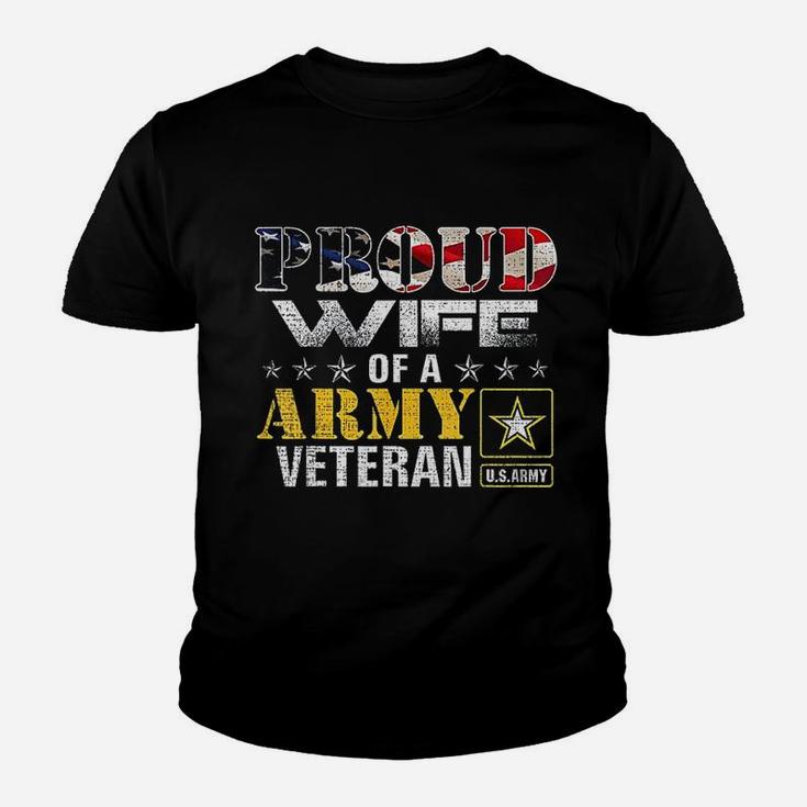 Proud Wife Of A Army Veteran American Flag Youth T-shirt