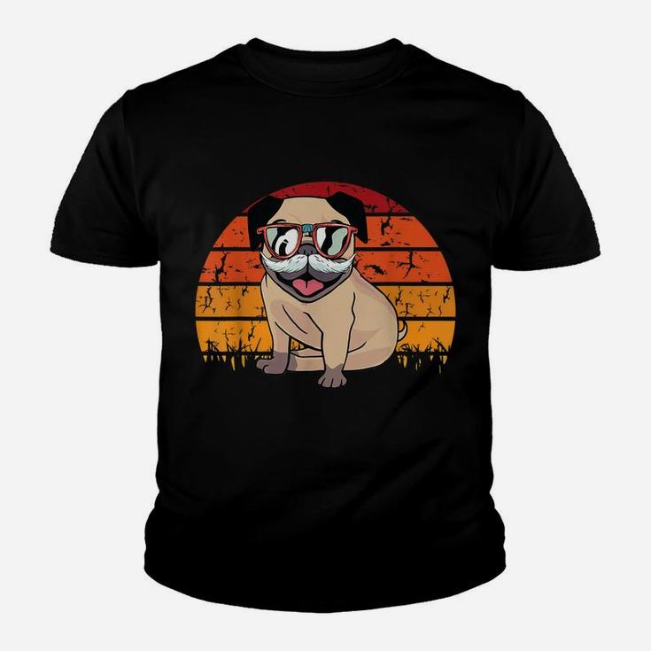 Pug Dad Fathers Day Retro Dog Puppy Doggie Pet Animal Lover Youth T-shirt