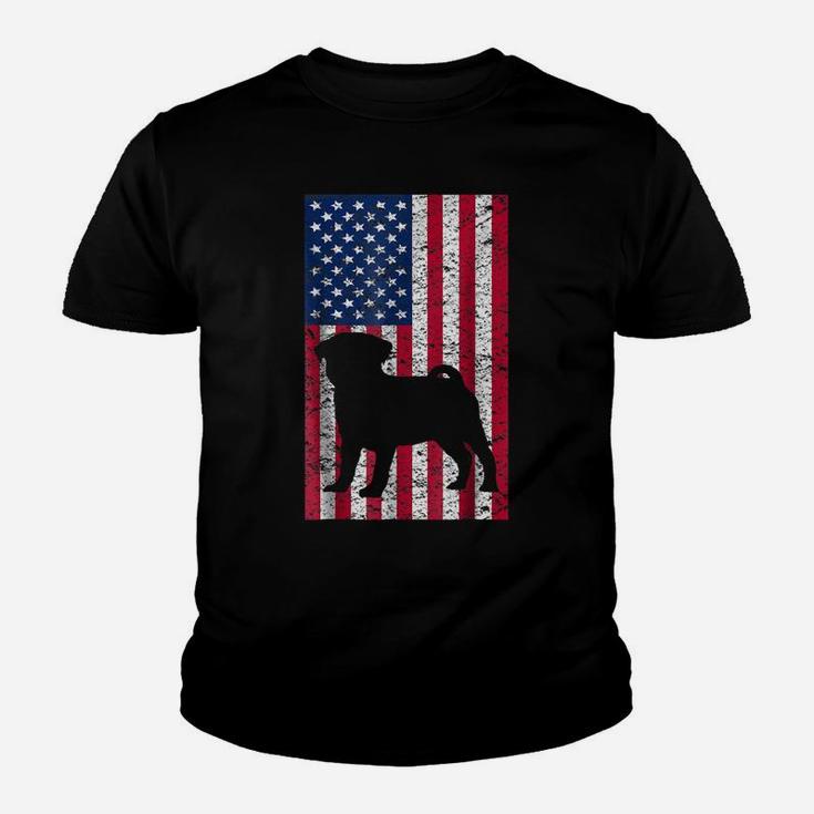 Pug Dog Puppy T-Shirt Veteran Gift Usa Flag Patriot Pugs Youth T-shirt