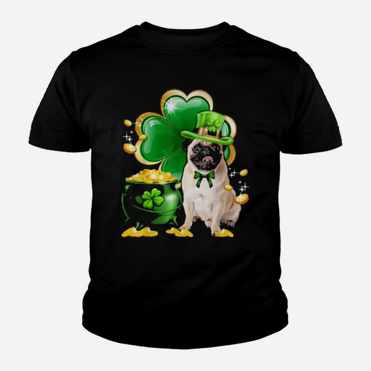 Pug Dog Shamrock St Patricks Day Dog Irish Youth T-shirt
