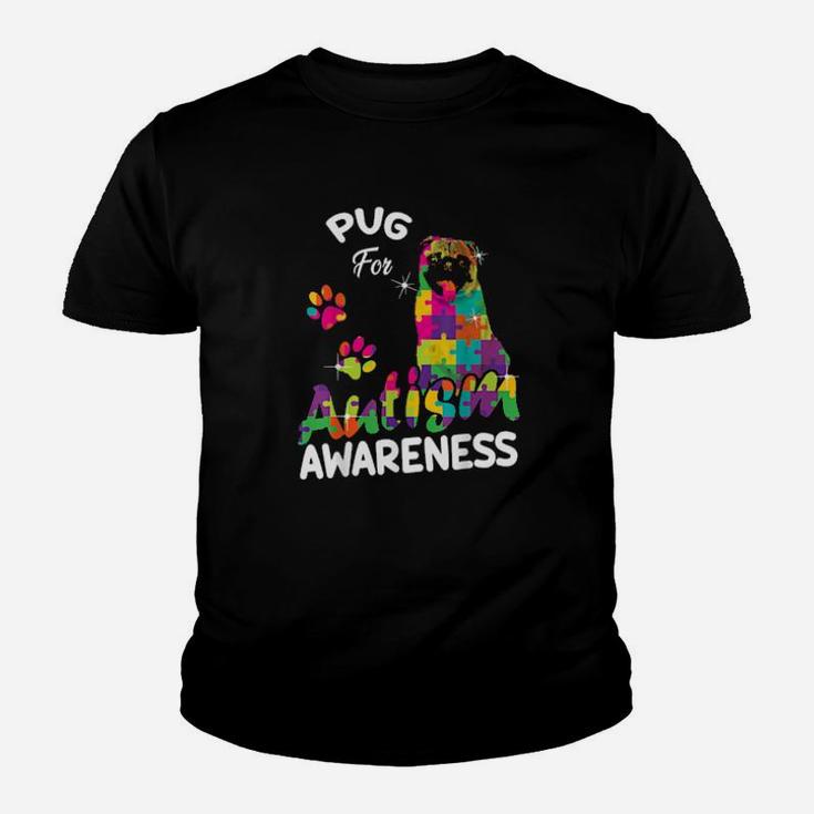 Pug For Autism Awareness Puzzle Pieces Pug Youth T-shirt