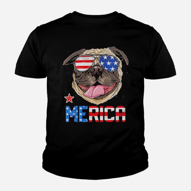 Pug Merica 4Th Of July   Dog Puppy Youth T-shirt