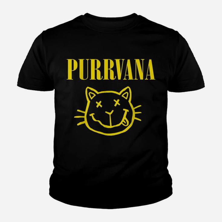 Purrvana Funny Rock Music Band Gift Shirt For Cat Lovers Youth T-shirt