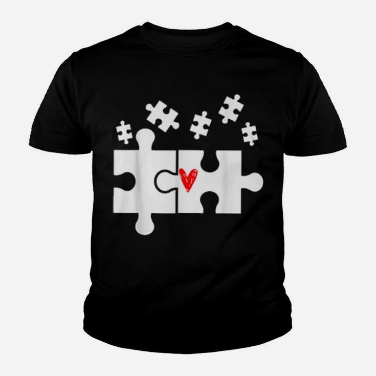 Puzzle Game Heart Love Valentines Day Heart Game Youth T-shirt