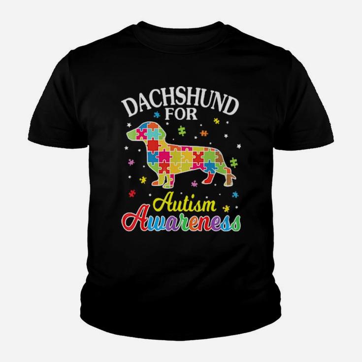 Puzzles Game Body Dog Dachshund For Autism Awareness Youth T-shirt