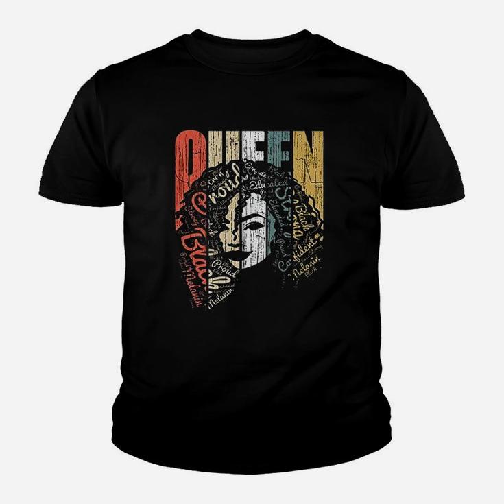 Queen Strong Black Woman Afro Natural Hair Afro Educated Melanin Rich Skin Black Youth T-shirt