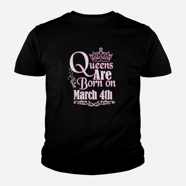 Queens Are Born On March 4Th Pisces Aries Birthday Youth T-shirt