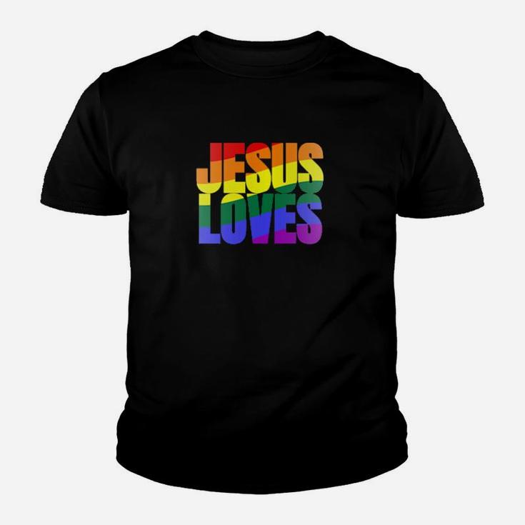 Rainbow Pride Gay Christian Lgbtq  Jesus Loves Youth T-shirt