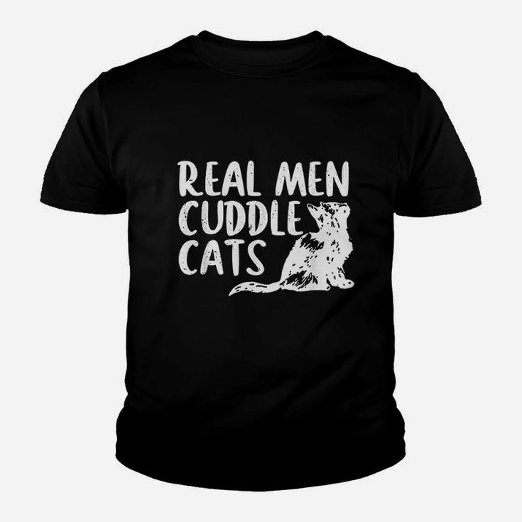 Real Men Cuddle Cats Funny Cat People Youth T-shirt