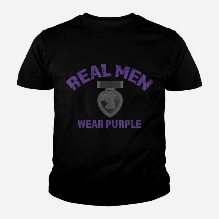 Real Men Wear Purple Shirt Wounded Veteran Purple Heart Tee Youth T-shirt
