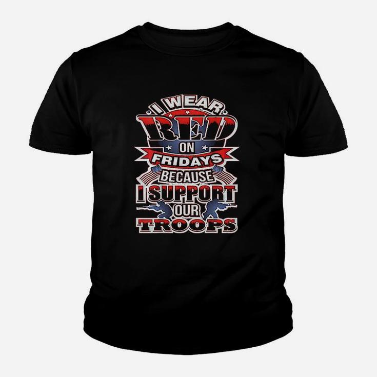 Red Friday  Design On Back I Support Our Troops Youth T-shirt