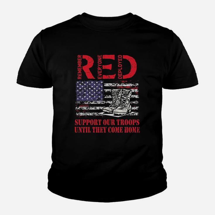 Red Friday Military Support Our Troops Us Flag Army Navy Youth T-shirt