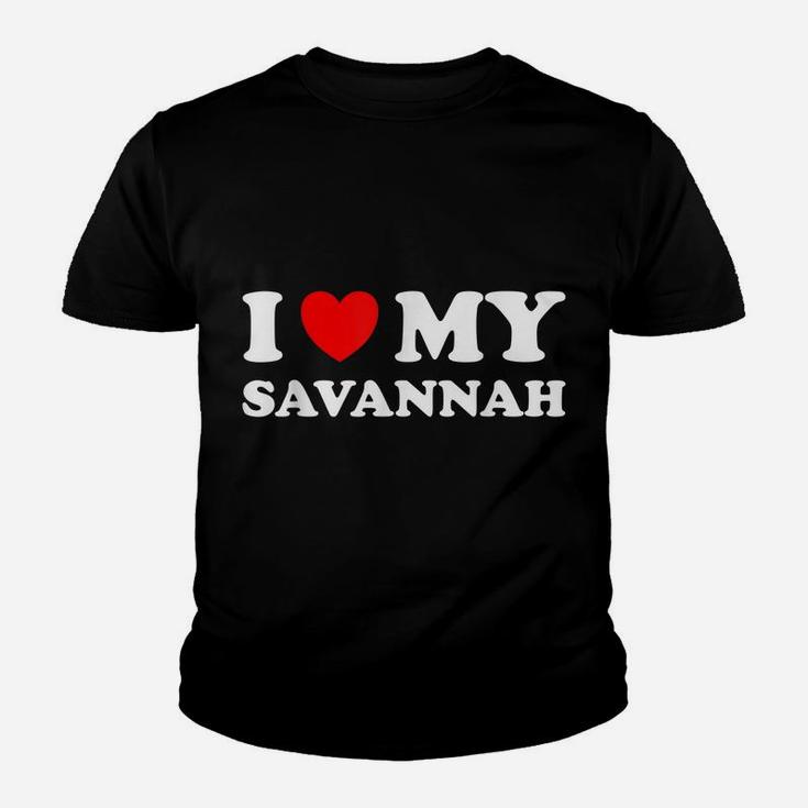 Red Heart I Love My Savannah Cat Lovers Youth T-shirt