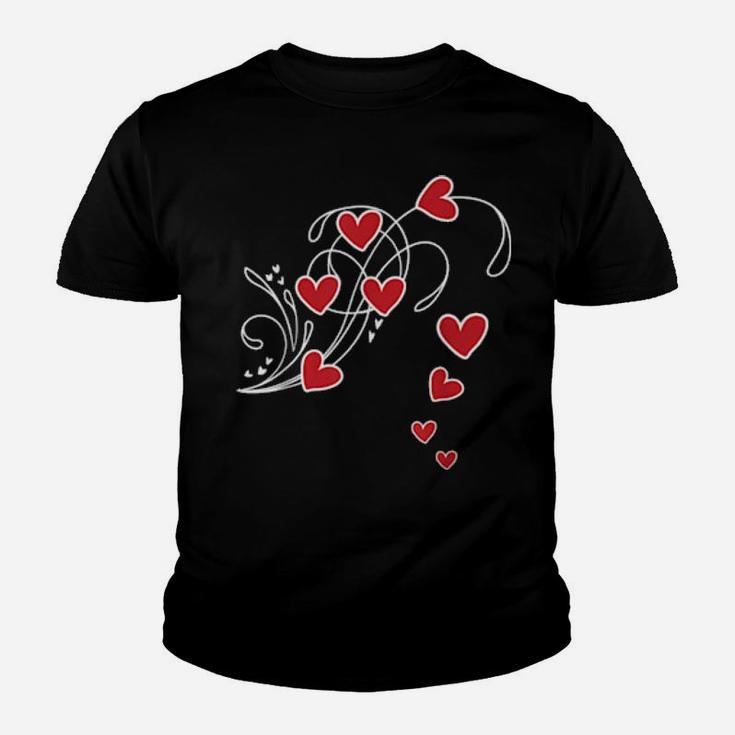 Red Hearts In Flower Shape For Romantics Youth T-shirt