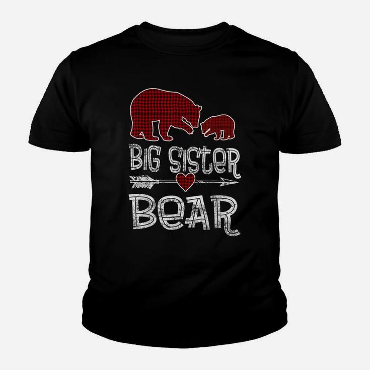 Red Plaid Big Sister Bear Christmas Pajama Matching Family Youth T-shirt
