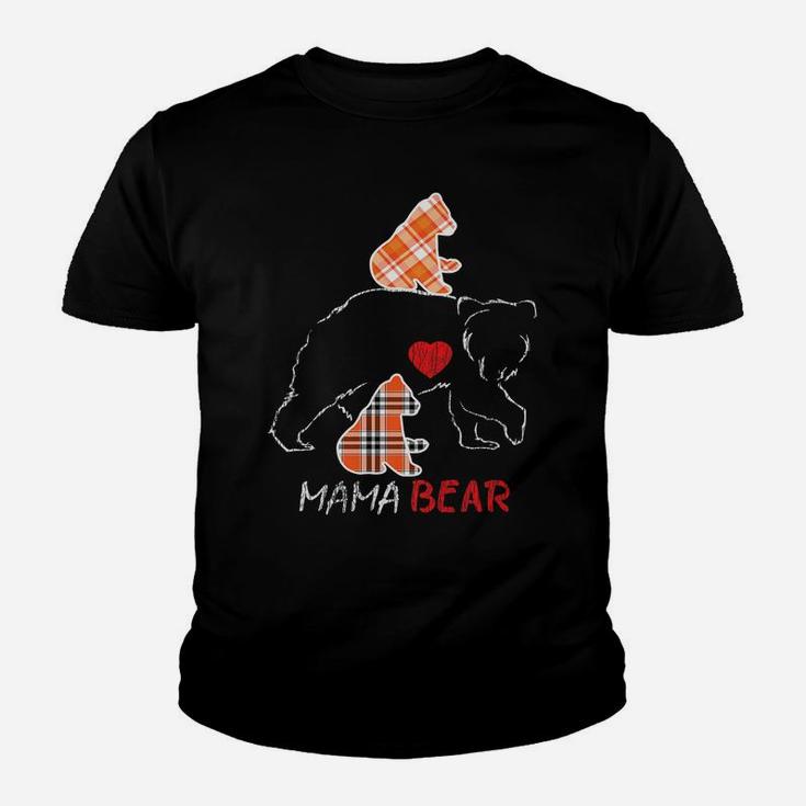 Red Plaid Flannel Bear Mama Proud Mom Family Matching Pajama Youth T-shirt