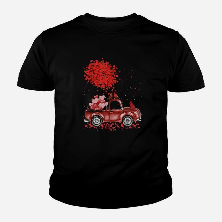 Red Truck Happy Valentines Day Cute Couple Matching Youth T-shirt