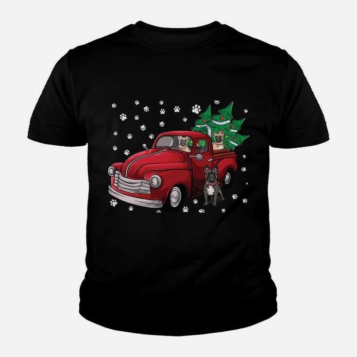 Red Truck Merry Christmas Tree French Bulldog Christmas Sweatshirt Youth T-shirt