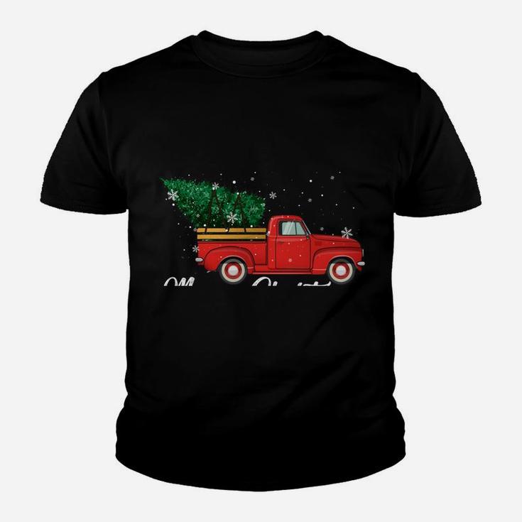 Red Truck Pick Up Christmas Tree Retro Vintage Xmas Gifts Youth T-shirt