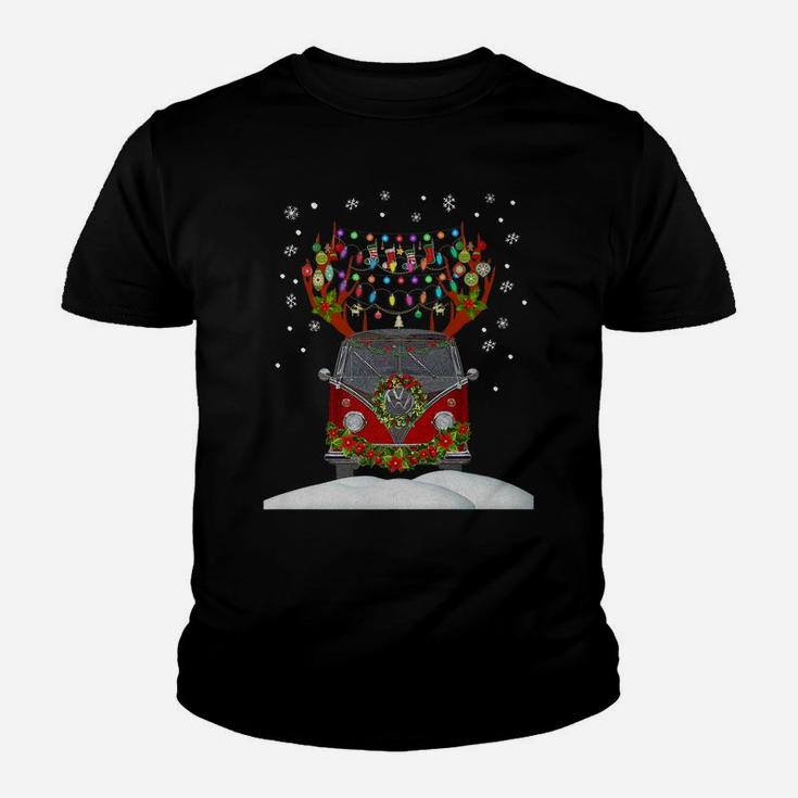 Red Vintage Retro Pickup Christmas Tree Xmas Gift Tee Youth T-shirt