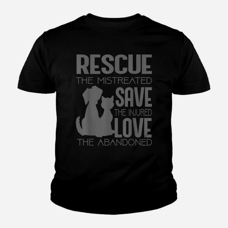 Rescue Save Love Animal Rescue Dog Cat Lovers Cute Gift Youth T-shirt