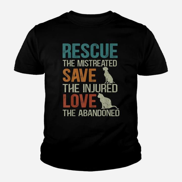Rescue Save Love Cute Animal Rescue Dog Cat Lovers Tees Youth T-shirt