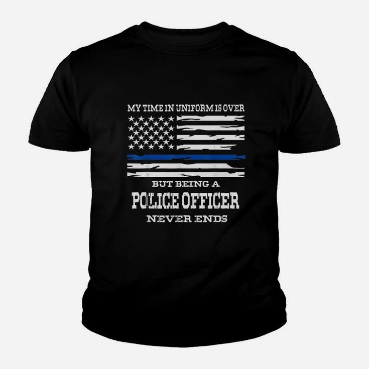 Retired Police Officer Us Flag Thin Blue Line Gift Youth T-shirt
