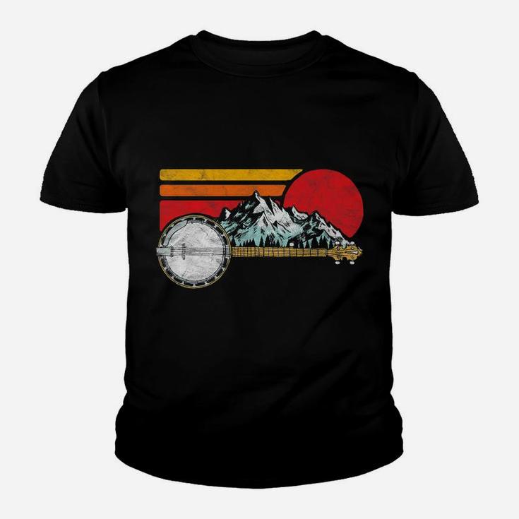 Retro Banjo Mountains & Sun Sketch Surf Style 80'S Graphic Youth T-shirt