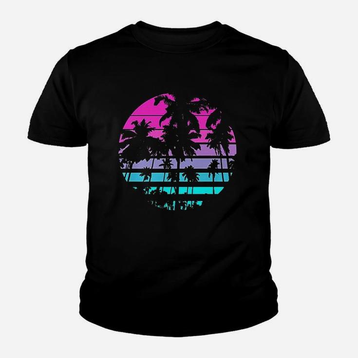 Retro Eighties 80S And 90S Beach Style Design With Palm Trees Youth T-shirt