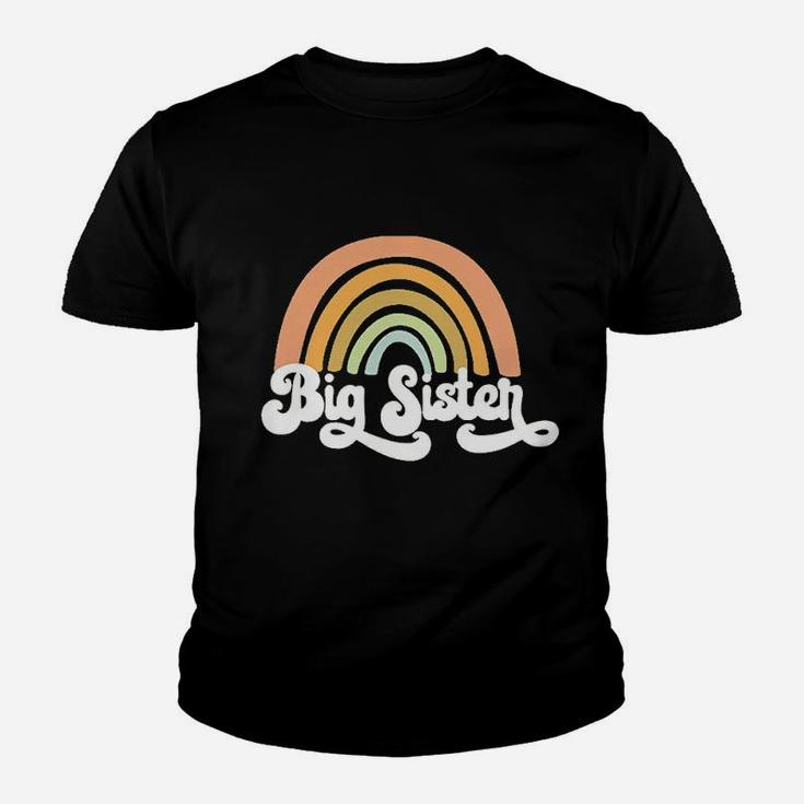 Retro Rainbow Big Sister Sibling Reveal Announcement Youth T-shirt