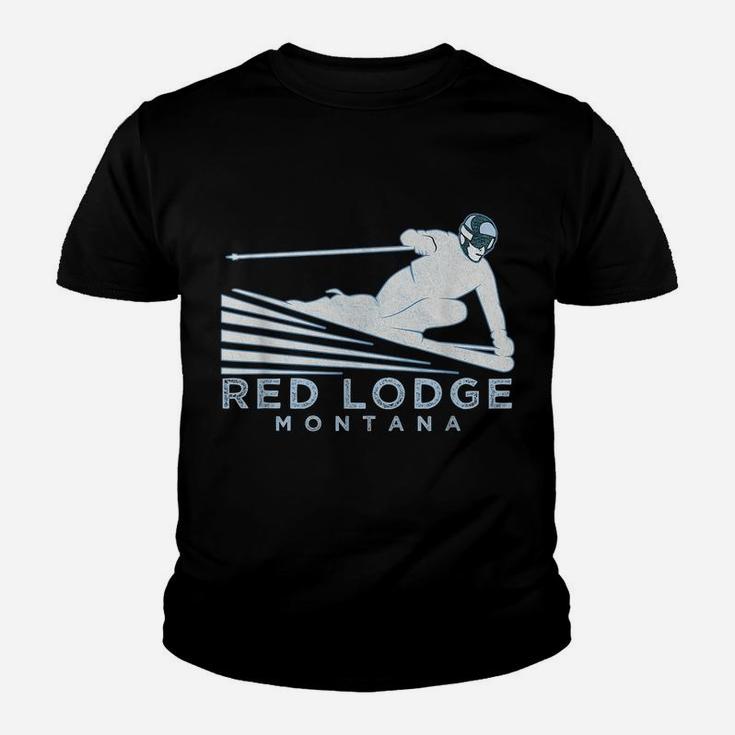 Retro Ski Red Lodge, Montana Illustration - Vintage Snow Ski Youth T-shirt