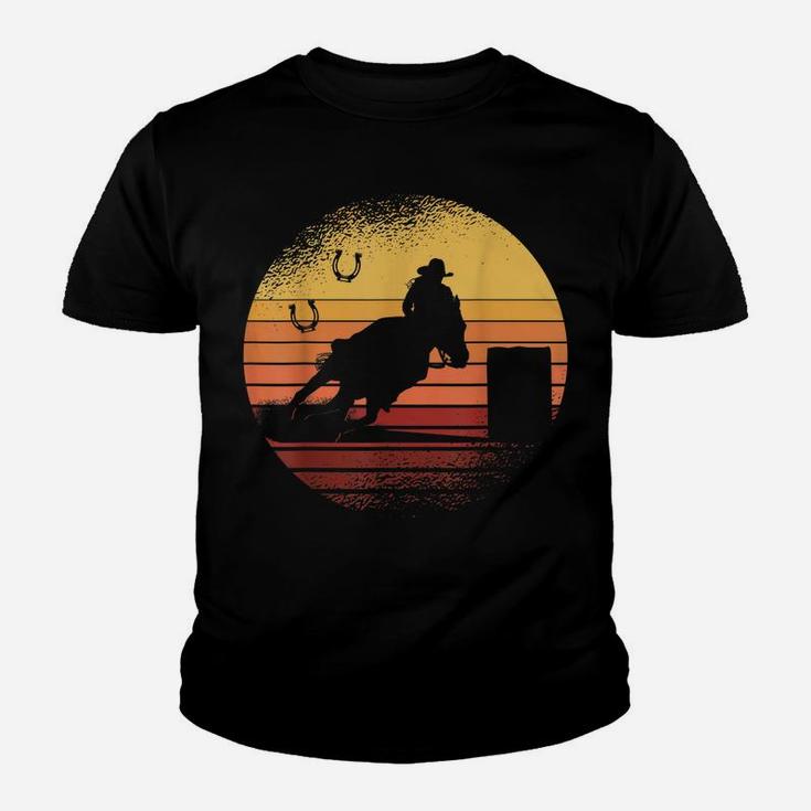 Retro Sunset Horse Barrel Racing Rodeo Youth T-shirt