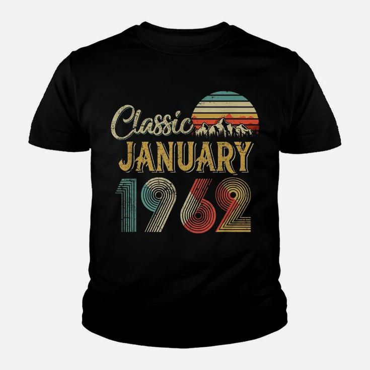 Retro Vintage January 1962 58Th Birthday Gift For Men Women Youth T-shirt