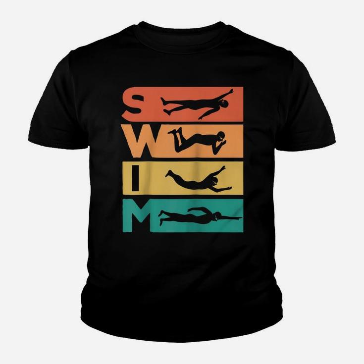 Retro Vintage Swimming Gift For Swimmers Raglan Baseball Tee Youth T-shirt