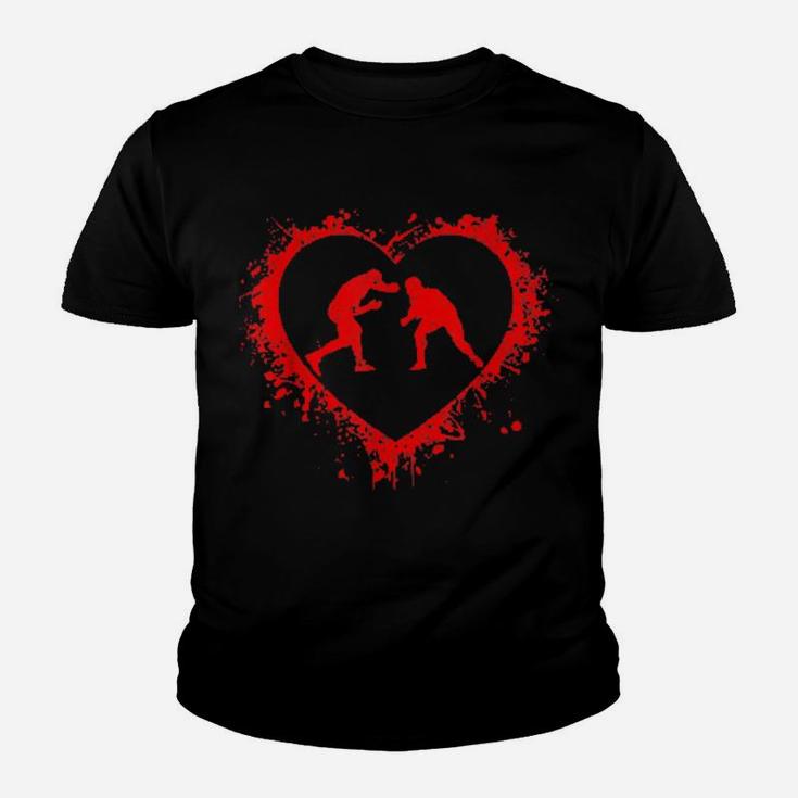 Retro Wresting Valentines Day Heart Shape My Valentine Youth T-shirt