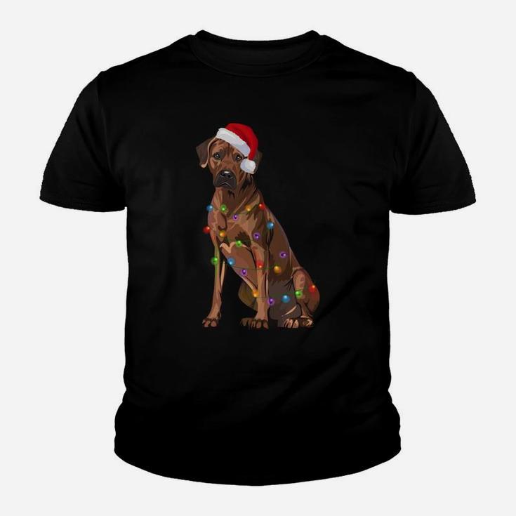Rhodesian Ridgeback Christmas Lights Xmas Dog Lover Youth T-shirt